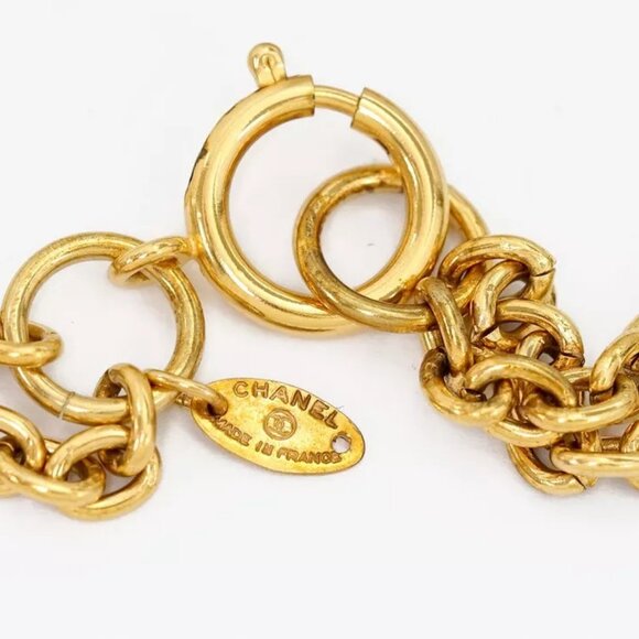 CHANEL Double Chain Pearl Long Necklace 37" Gold Tone Auth w/Box l1140 - Picture 2 of 16